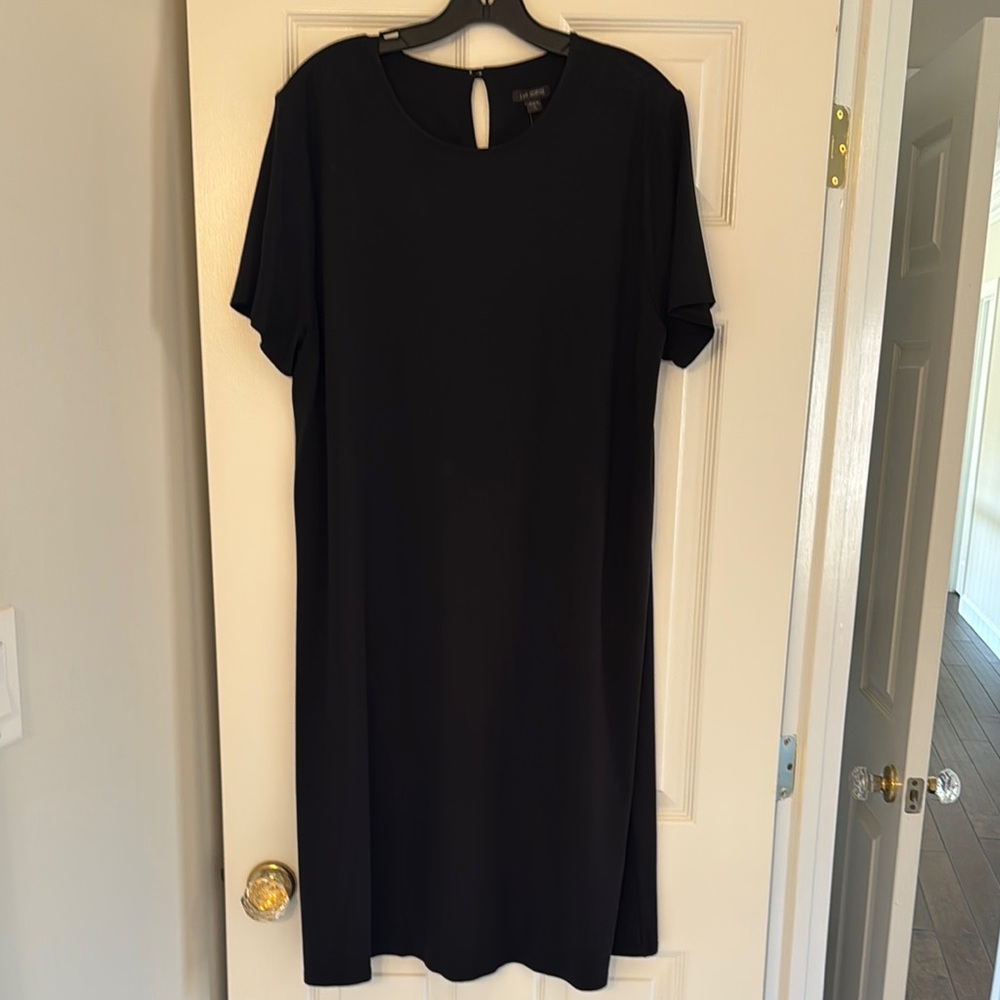 J.Jill Wearever Knit Pleat-Back Black Dress